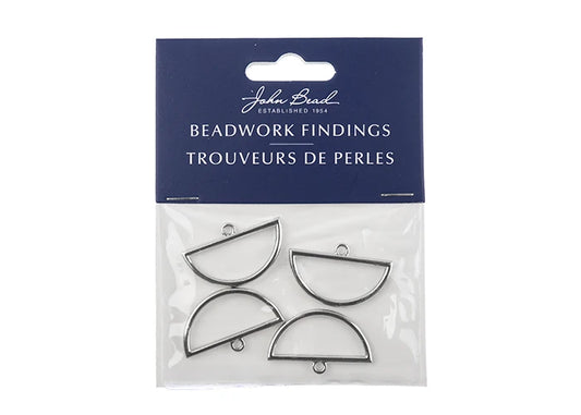 Beadwork Findings Silver Pendant Half Circle 18x30mm 4pcs
