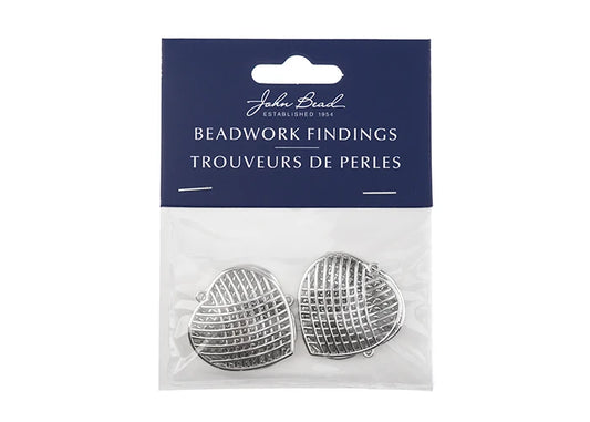 Silver Pendant Crossed Heart 29x31mm 4pcs