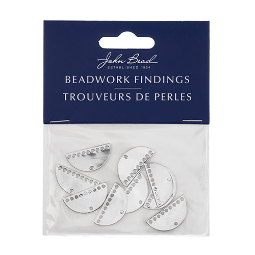 Beadwork Findings Silver Pendant Half Moon Semicircle with 9+1 Holes 21x10.5x0.8mm 10pc