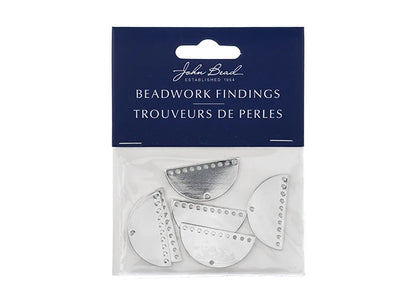 Beadwork Findings Silver Pendant Half Moon Semicircle with 10+1 Holes 30x15x1mm 6pc