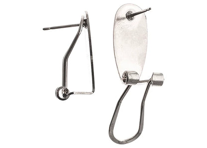 Fingernail Earring 10x20mm (2pr) Rhodium