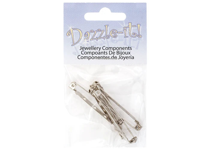 Bar Pins 1.5in Silver - 4pcs