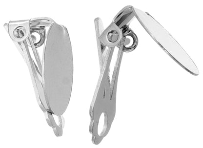 Earring Clip-on Flat 14mm LF/NF Nickel Color - 2 Pairs