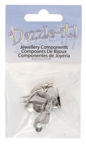 Earring Clip-on Flat 14mm LF/NF Nickel Color - 2 Pairs