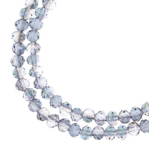 Crystal Lane DIY Rondelle 2 Strand 7in (apx110pcs) 3x4mm Transparent Rose Green Luster