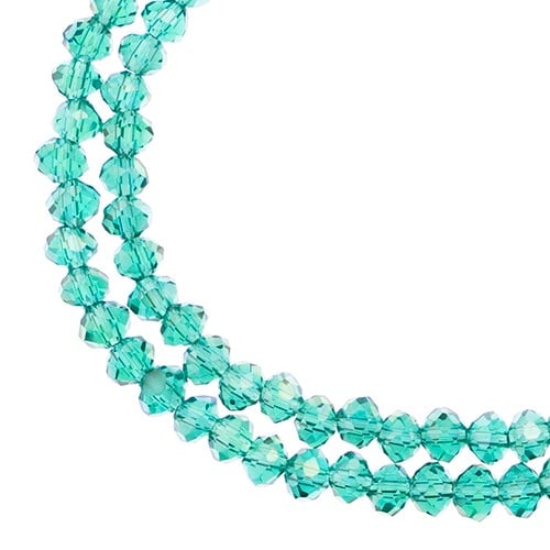 Crystal Lane DIY Rondelle 2 Strand 7in (apx110pcs) 3x4mm Transparent Dark Green AB