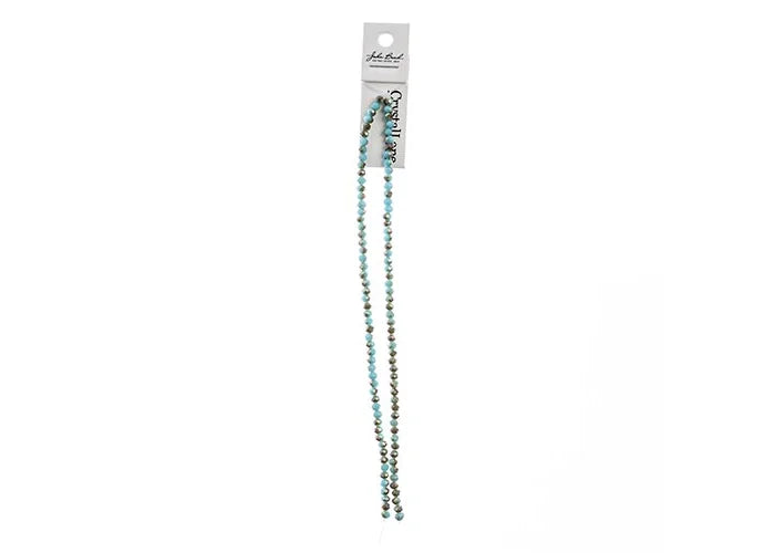 Crystal Lane DIY Rondelle 2 Strand 7in (apx110pcs) 3x4mm Opaque Blue w/Half Champagne Luster