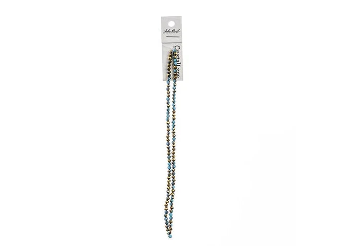 Crystal Lane DIY Rondelle 2 Strand 7in (apx110pcs) 3x4mm Opaque Dark Blue w/Half Gold Iris