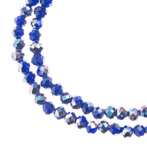 Crystal Lane DIY Rondelle 2Strand 7in (apx110pcs) 3x4mm Opaque Dark Sapphire w/Half Iris