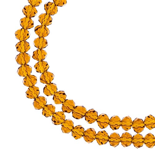 Crystal Lane DIY Rondelle 2 Strand 7in (apx110pcs) 3x4mm Transparent Amber