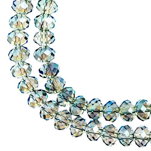 Crystal Lane DIY Rondelle 2 Strand 7in (apx78pcs) 4x6mm Transparent Green Luster