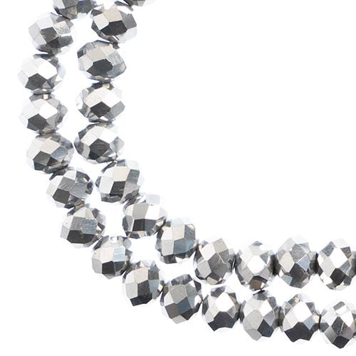 Crystal Lane DIY Rondelle 2 Strand 7in (apx78pcs) 4x6mm Opaque Silver Iris