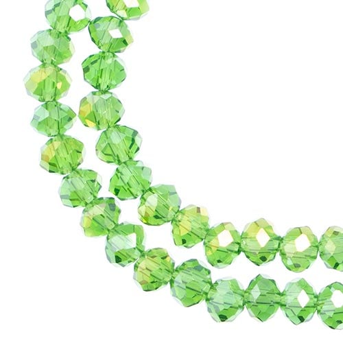 Crystal Lane DIY Rondelle 2 Strand 7in (apx78pcs) 4x6mm Transparent Green AB