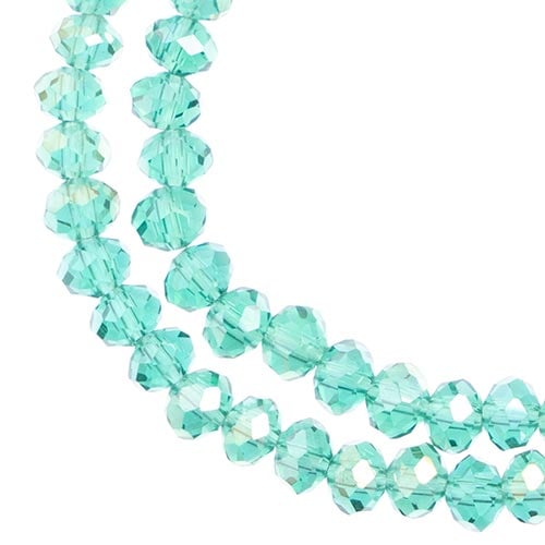 Crystal Lane DIY Rondelle 2 Strand 7in (apx78pcs) 4x6mm Transparent Dark Green AB