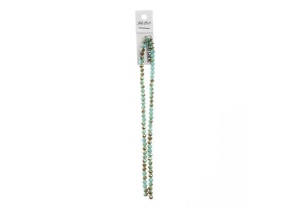 Crystal Lane DIY Rondelle 2 Strand 7in (apx78pcs) 4x6mm Op. Turquoise Blue w/Half Champagne Luster
