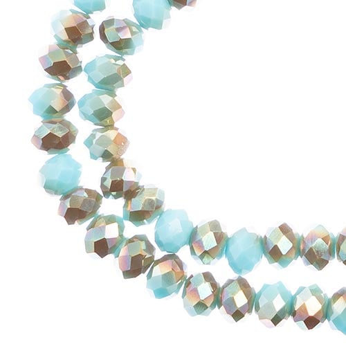 Crystal Lane DIY Rondelle 2 Strand 7in (apx78pcs) 4x6mm Opaque Blue w/Half Champagne Luster