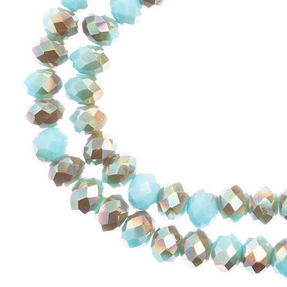 Crystal Lane DIY Rondelle 2 Strand 7in (apx78pcs) 4x6mm Opaque Blue w/Half Champagne Luster