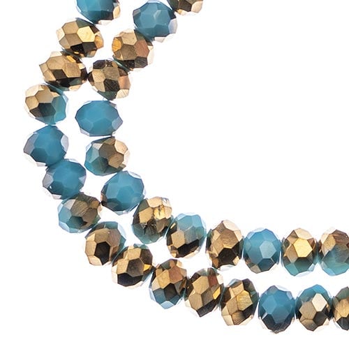 Crystal Lane DIY Rondelle 2 Strand 7in (apx78pcs) 4x6mm Opaque Dark Blue w/Half Gold Iris