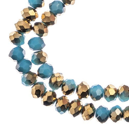 Crystal Lane DIY Rondelle 2 Strand 7in (apx78pcs) 4x6mm Opaque Dark Blue w/Half Gold Iris