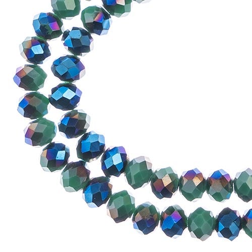 Crystal Lane DIY Rondelle 2 Strand 7in (apx78pcs) 4x6mm Opaque Dark Green w/Half Blue Iris