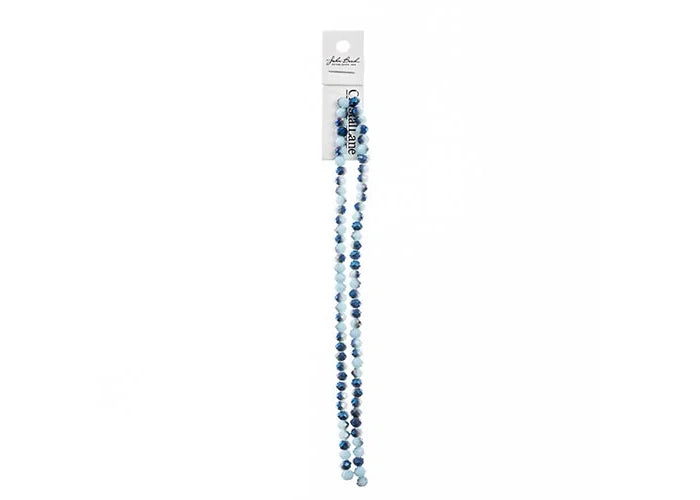 Crystal Lane DIY Rondelle 2 Strand 7in (apx78pcs) 4x6mm Opaque Light Blue w/Half Blue Iris