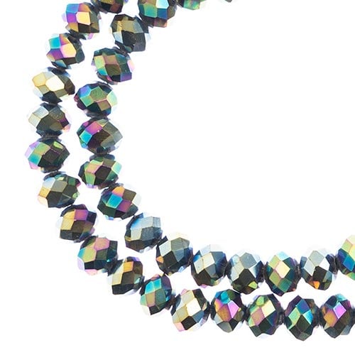 Crystal Lane DIY Rondelle 2 Strand 7in (apx78pcs) 4x6mm Opaque Multi Color Iris