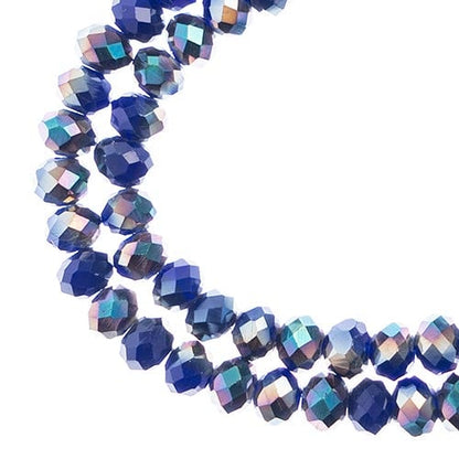 Crystal Lane DIY Rondelle 2 Strand 7in (apx78pcs) 4x6mm Opaque Dark Sapphire w/Half Iris