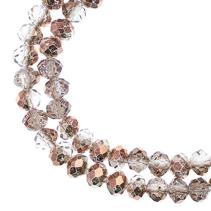 Crystal Lane DIY Rondelle 2 Strand 7in (apx78pcs) 4x6mm Transparent Crystal w/Half Copper Iris