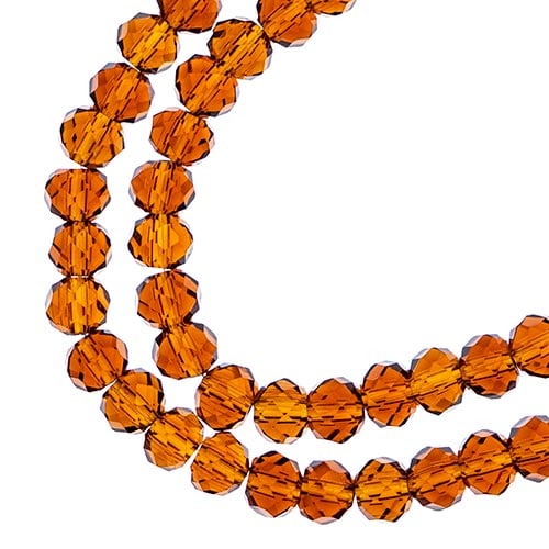Crystal Lane DIY Rondelle 2 Strand 7in (apx78pcs) 4x6mm Transparent Amber