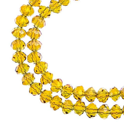 Crystal Lane DIY Rondelle 2 Strand 7in (apx78pcs) 4x6mm Transparent Light Amber w/Purple Luster