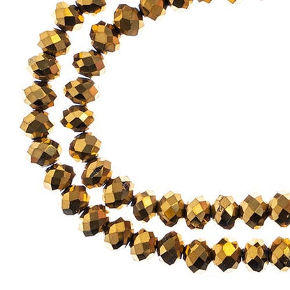 Crystal Lane DIY Rondelle 2 Strand 7in (apx78pcs) 4x6mm Opaque Gold Iris
