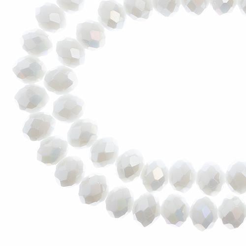 Crystal Lane DIY Rondelle 2 Strand 7in (apx58pcs) 6x8mm Opaque White AB