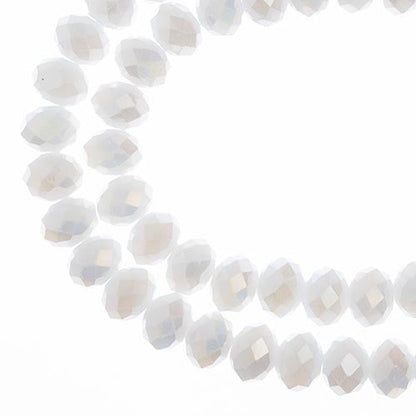 Crystal Lane DIY Rondelle 2 Strand 7in (apx58pcs) 6x8mm Opaque White Matt AB