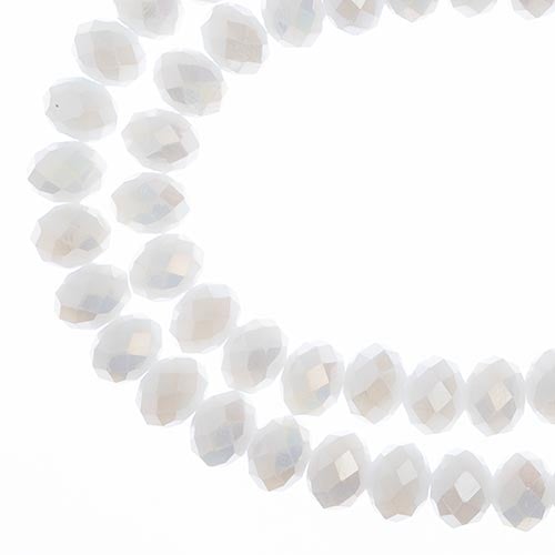 Crystal Lane DIY Rondelle 2 Strand 7in (apx58pcs) 6x8mm Opaque White Matt AB