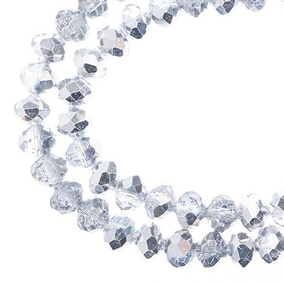 Crystal Lane DIY Rondelle 2 Strand 7in (apx58pcs) 6x8mm Transparent Half Silver Iris