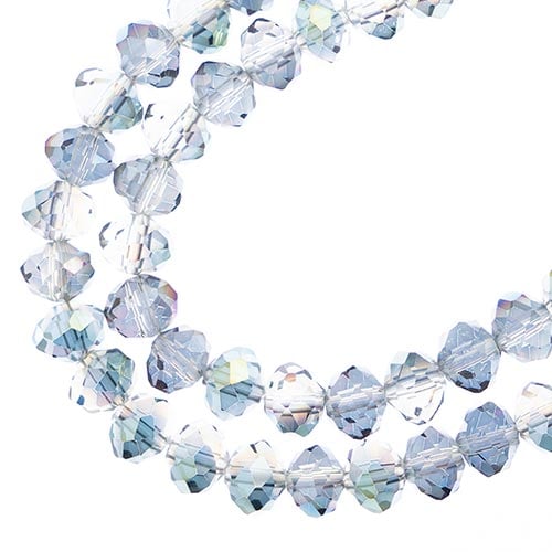 Crystal Lane DIY Rondelle 2 Strand 7in (apx58pcs) 6x8mm Transparent Rose Green Luster