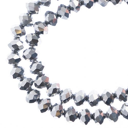 Crystal Lane DIY Rondelle 2 Strand 7in (apx58pcs) 6x8mm Opaque Silver Iris