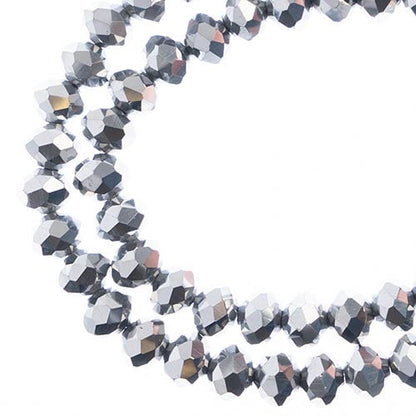 Crystal Lane DIY Rondelle 2 Strand 7in (apx58pcs) 6x8mm Opaque Silver Iris