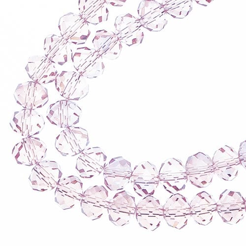 Crystal Lane DIY Rondelle 2 Strand 7in (apx58pcs) 6x8mm Transparent Pink AB
