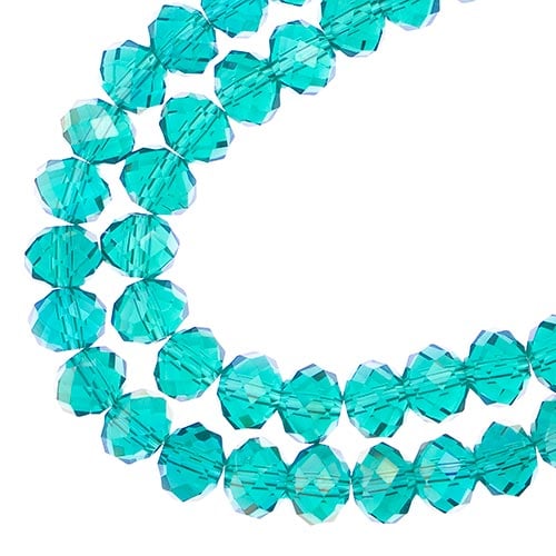 Crystal Lane DIY Rondelle 2 Strand 7in (apx58pcs) 6x8mm Transparent Dark Green AB