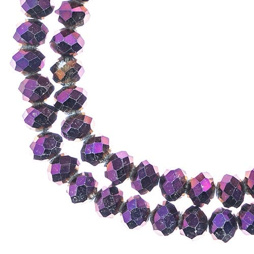 Crystal Lane DIY Rondelle 2 Strand 7in (apx58pcs) 6x8mm Opaque Purple Iris