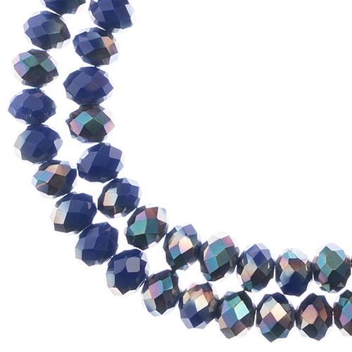 Crystal Lane DIY Rondelle 2 Strand 7in (apx58pcs) 6x8mm Opaque Dark Sapphire w/Half Iris