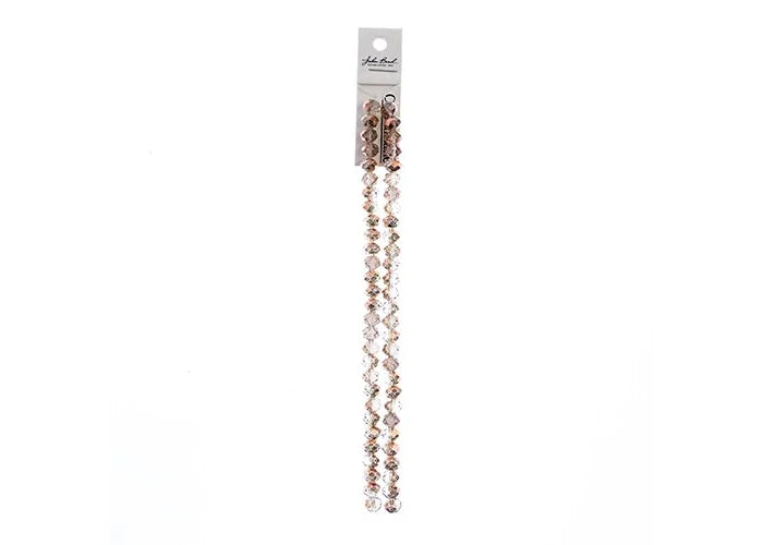 Crystal Lane DIY Rondelle 2 Strand 7in (apx58pcs) 6x8mm Transparent Crystal w/Half Copper Iris