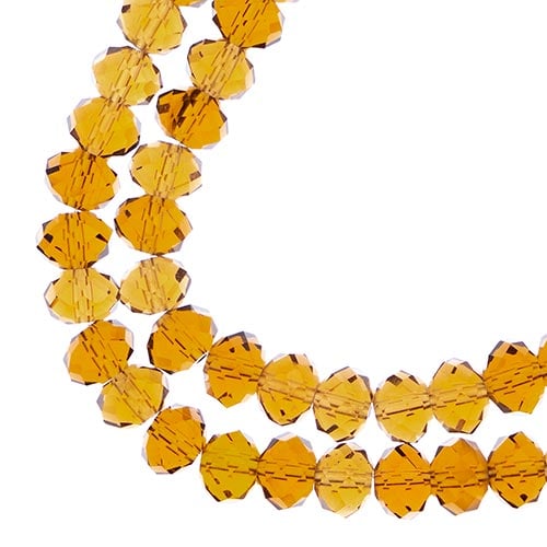 Crystal Lane DIY Rondelle 2 Strand 7in (apx58pcs) 6x8mm Transparent Amber