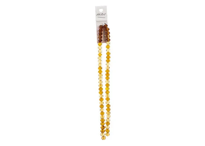 Crystal Lane DIY Rondelle 2 Strand 7in (apx58pcs) 6x8mm Transparent Amber