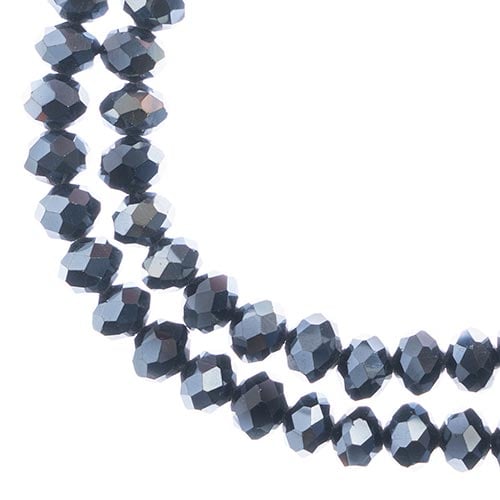 Crystal Lane DIY Rondelle 2 Strand 7in (apx58pcs) 6x8mm Opaque Gunmetal Luster