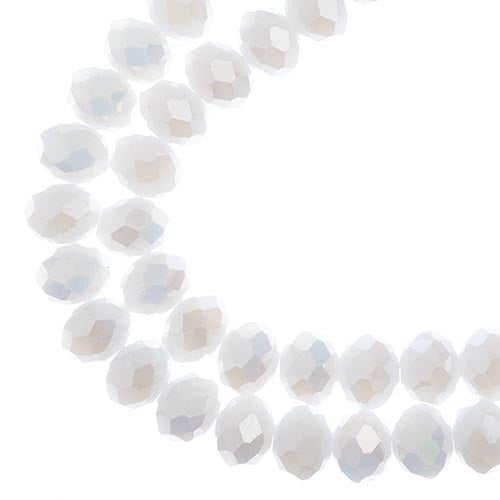Crystal Lane DIY Rondelle 2 Strand 7in (apx46pcs) 8x10mm Opaque White Matt AB