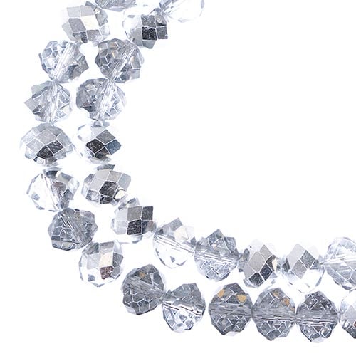 Crystal Lane DIY Rondelle 2 Strand 7in (apx46pcs) 8x10mm Transparent Half Silver Iris