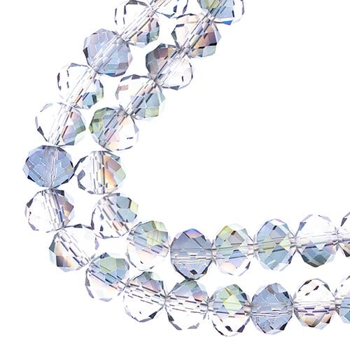 Crystal Lane DIY Rondelle 2 Strand 7in (apx46pcs) 8x10mm Transparent Rose Green Luster
