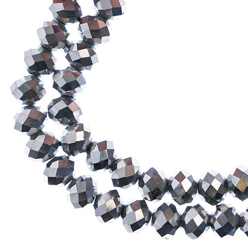 Crystal Lane DIY Rondelle 2 Strand 7in (apx46pcs) 8x10mm Opaque Silver Iris